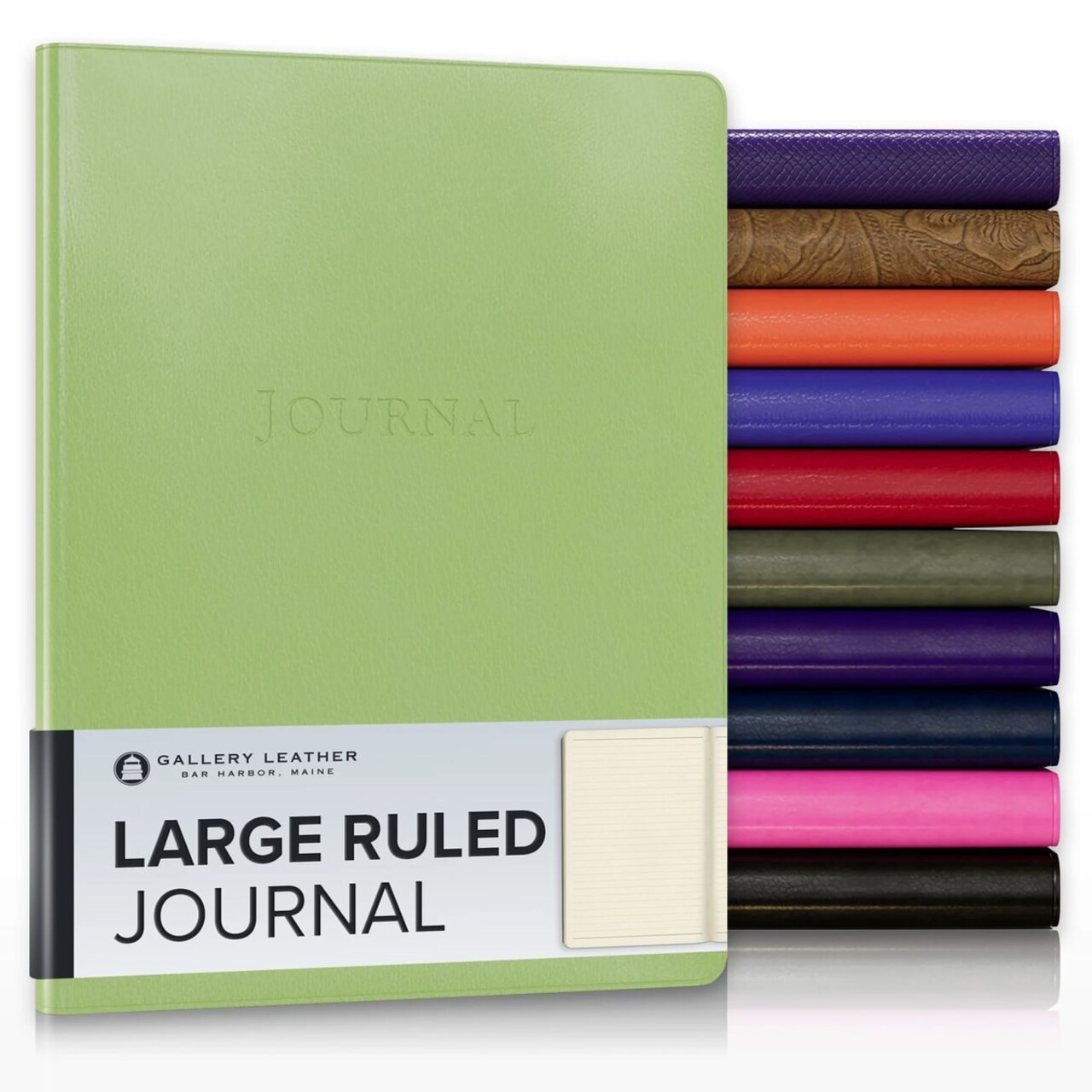 Gallery Leather Journal - Crafted in Maine, USA - Elegant Leather Writing Notebook with 192 Lined Pages - A Timeless Space for Your Thoughts - 9.75x7.5 ", Large Lined